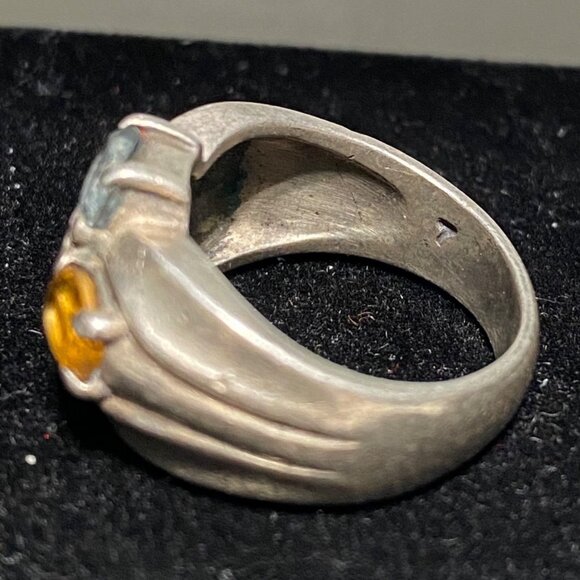 Ring 5 Stones Blue Topaz Amethyst Tourmaline Citrine Faceted Sterling Silver Sta - Picture 8 of 16